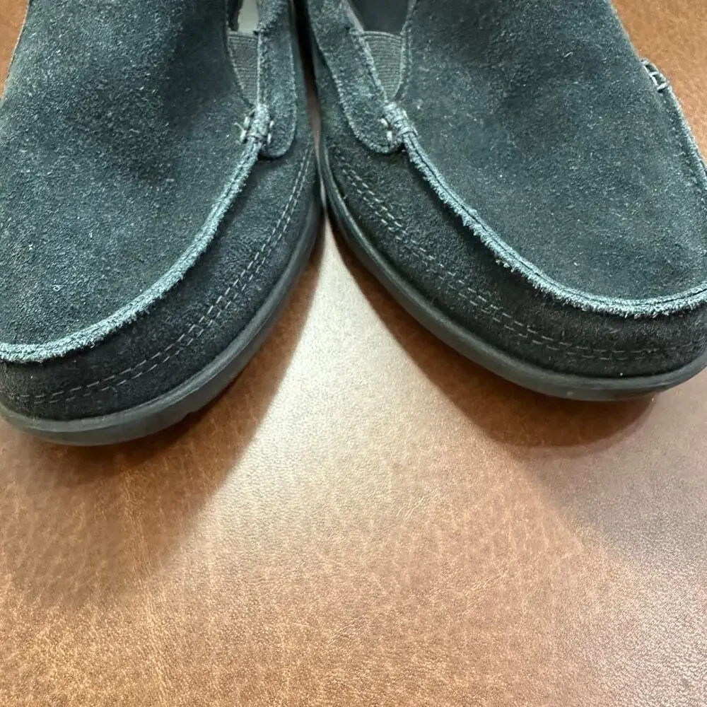 Crocs Walu II Suede Leather Loafer Boat Deck‎ Slip On Shoe Size 8 Wide Black